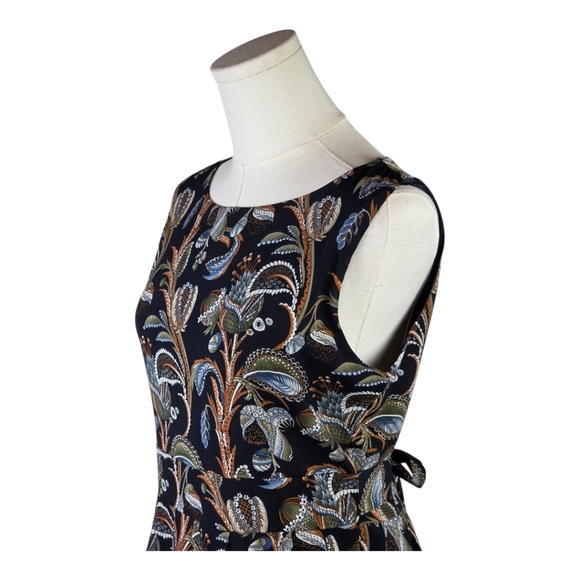 L.A. Soul Black Floral Sleeveless Fit & Flare Dress Size M Tie Back - Picture 3 of 9